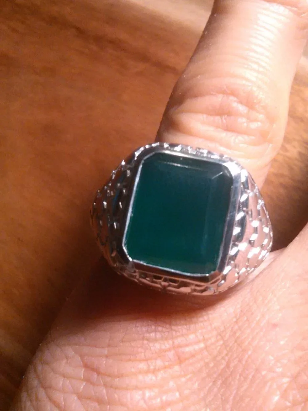 Men's Verde Onyx Art Deco Sterling Silver Ring (Size 6)